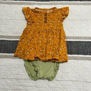 Floral Mustard Top with Green Bloomers